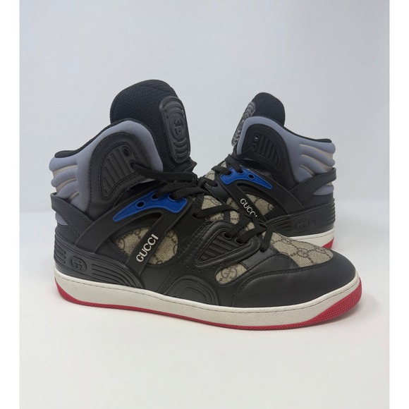 Gucci Basket High Top Sneaker Black Demetra Size 10.5 US 9.5 Gucci
